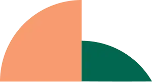 Quarter circles with an orange and dark green background